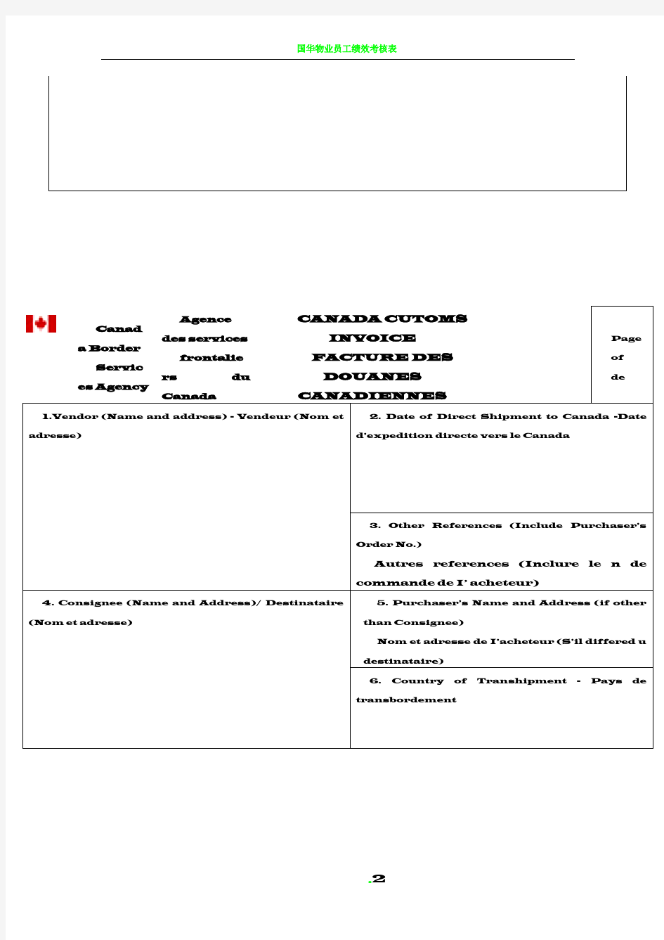 国际贸易单证常用 空白表格模板