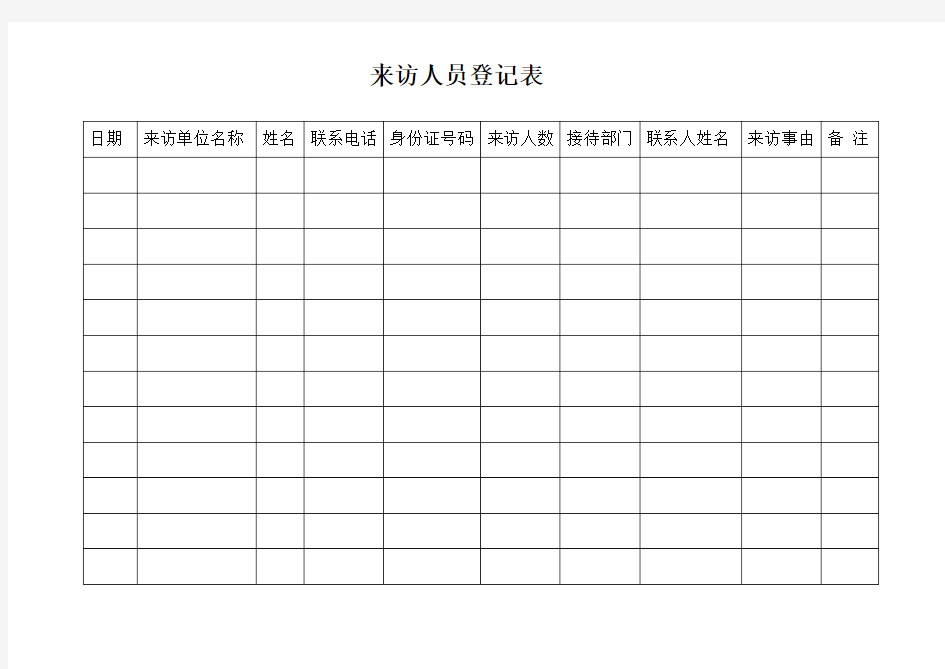 来访人员登记表