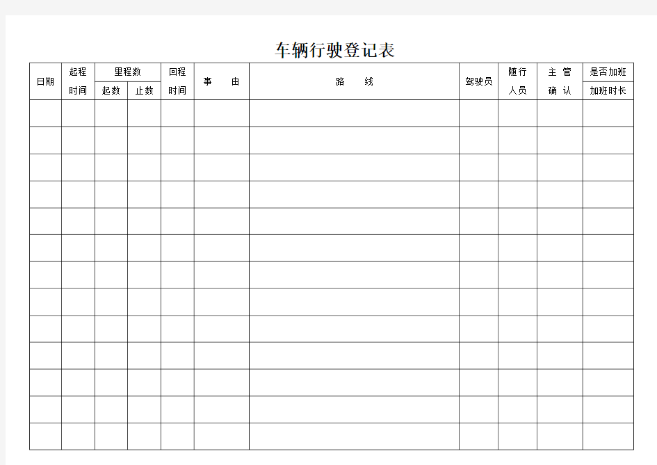 车辆行驶登记表