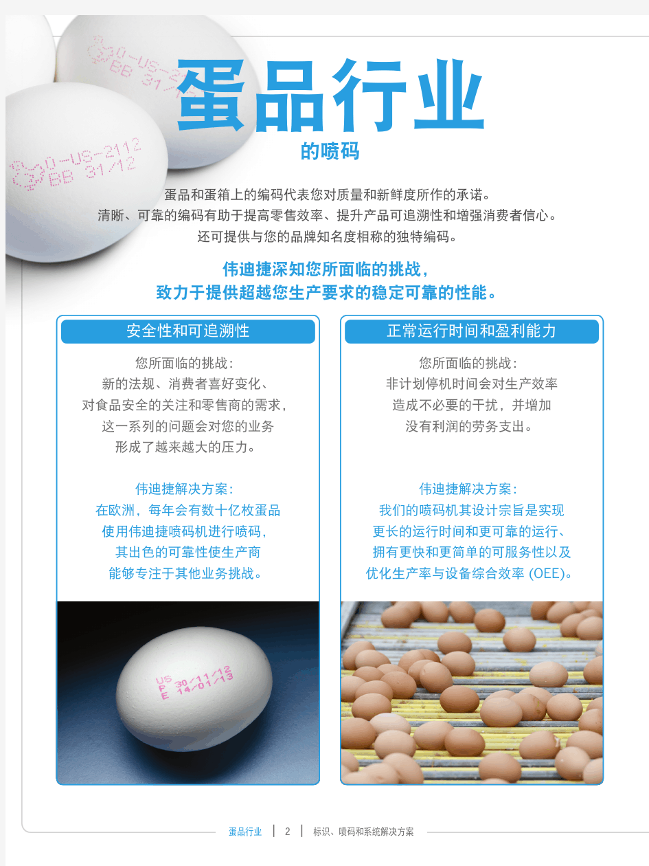 行业说明书 - 鸡蛋喷码机 - 伟迪捷蛋品行业标识、喷码和系统解决方案