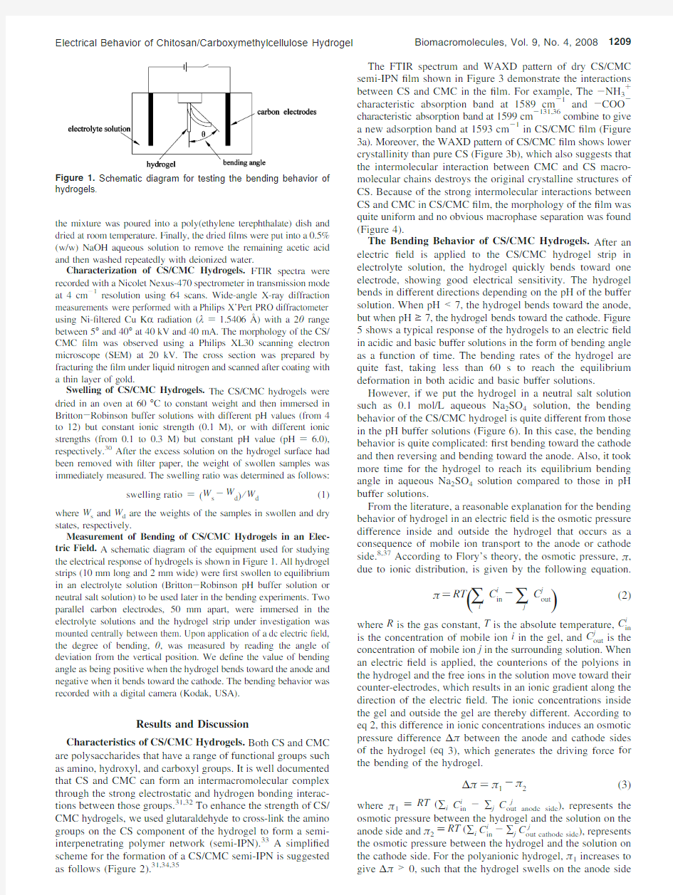 Electrical Behavior of a Natural Polyelectrolyte Hydrogel