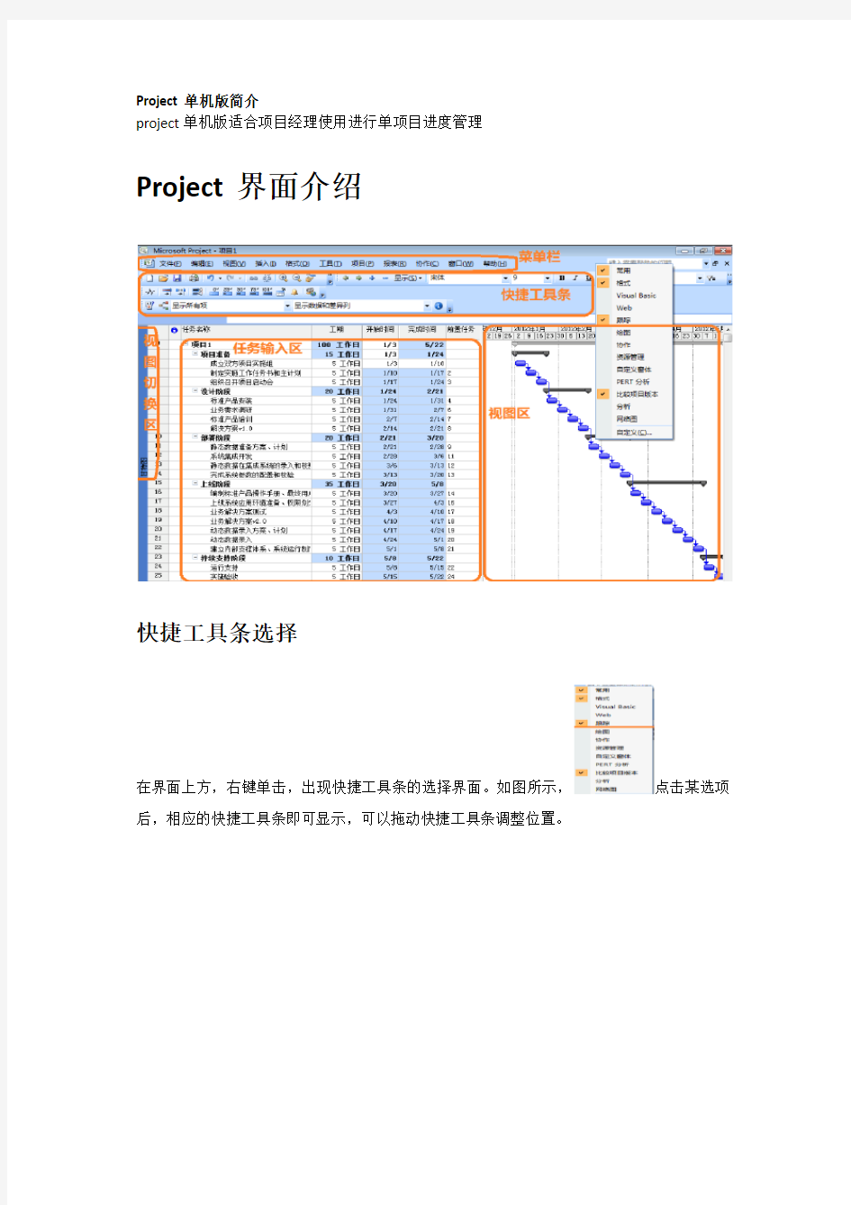 project 单项目进度管理操作手册