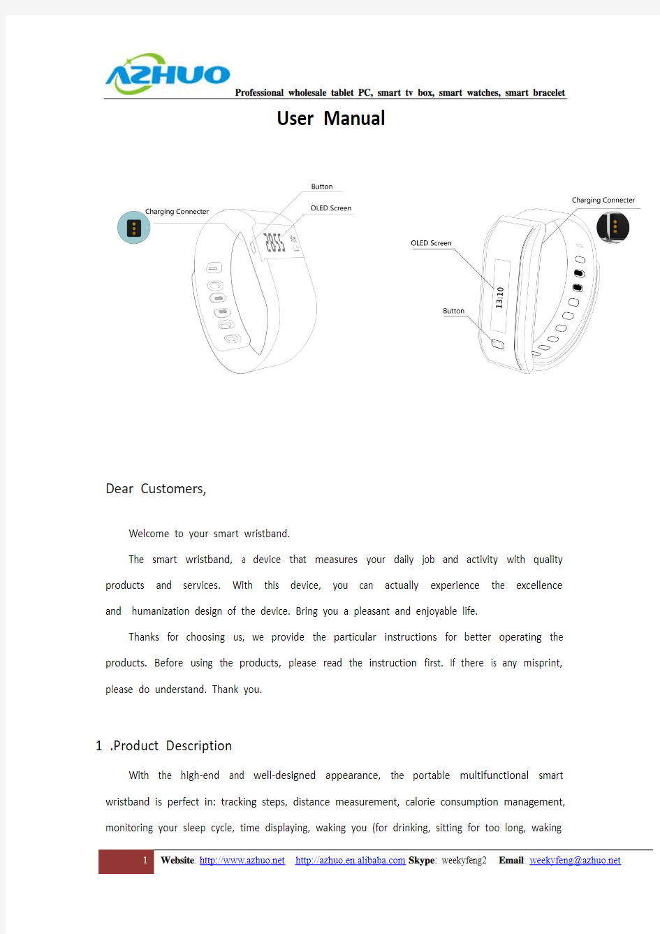 User Manual for TW64 Smart Wristband TW64智能手环使用说明书英文版