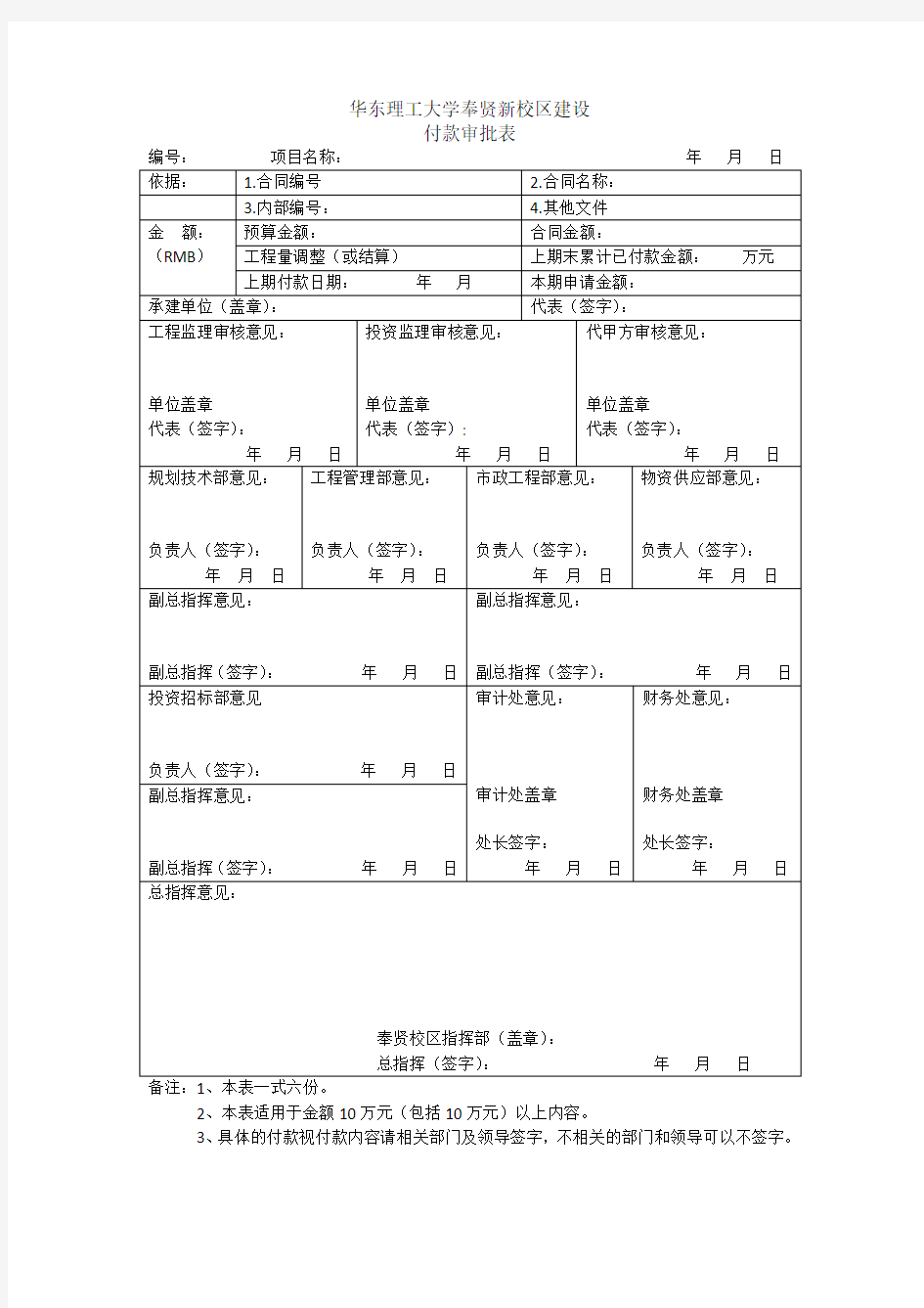 付款审批表