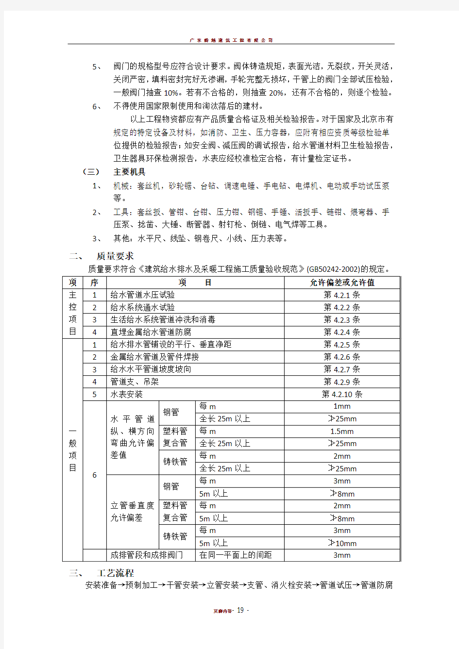 给排水采暖消防施工方案