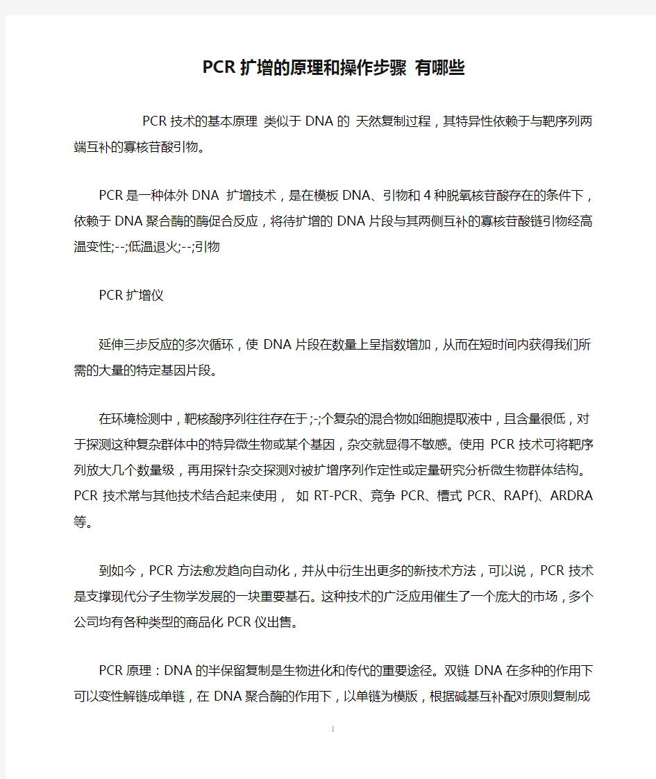 PCR扩增的原理和操作步骤 有哪些