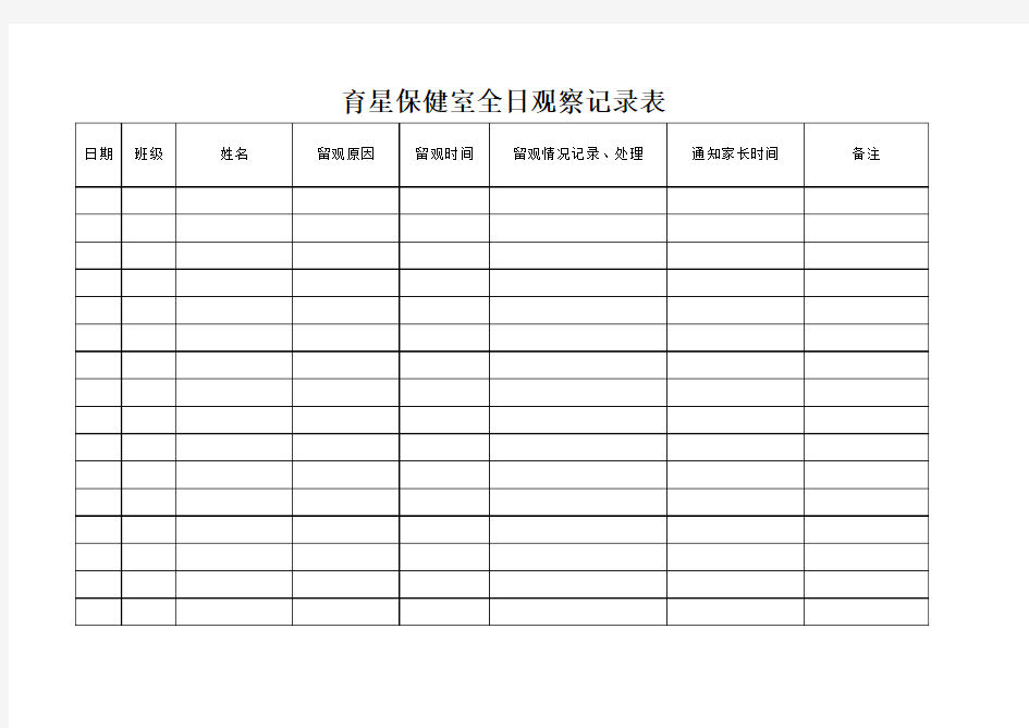保健室全日观察记录表