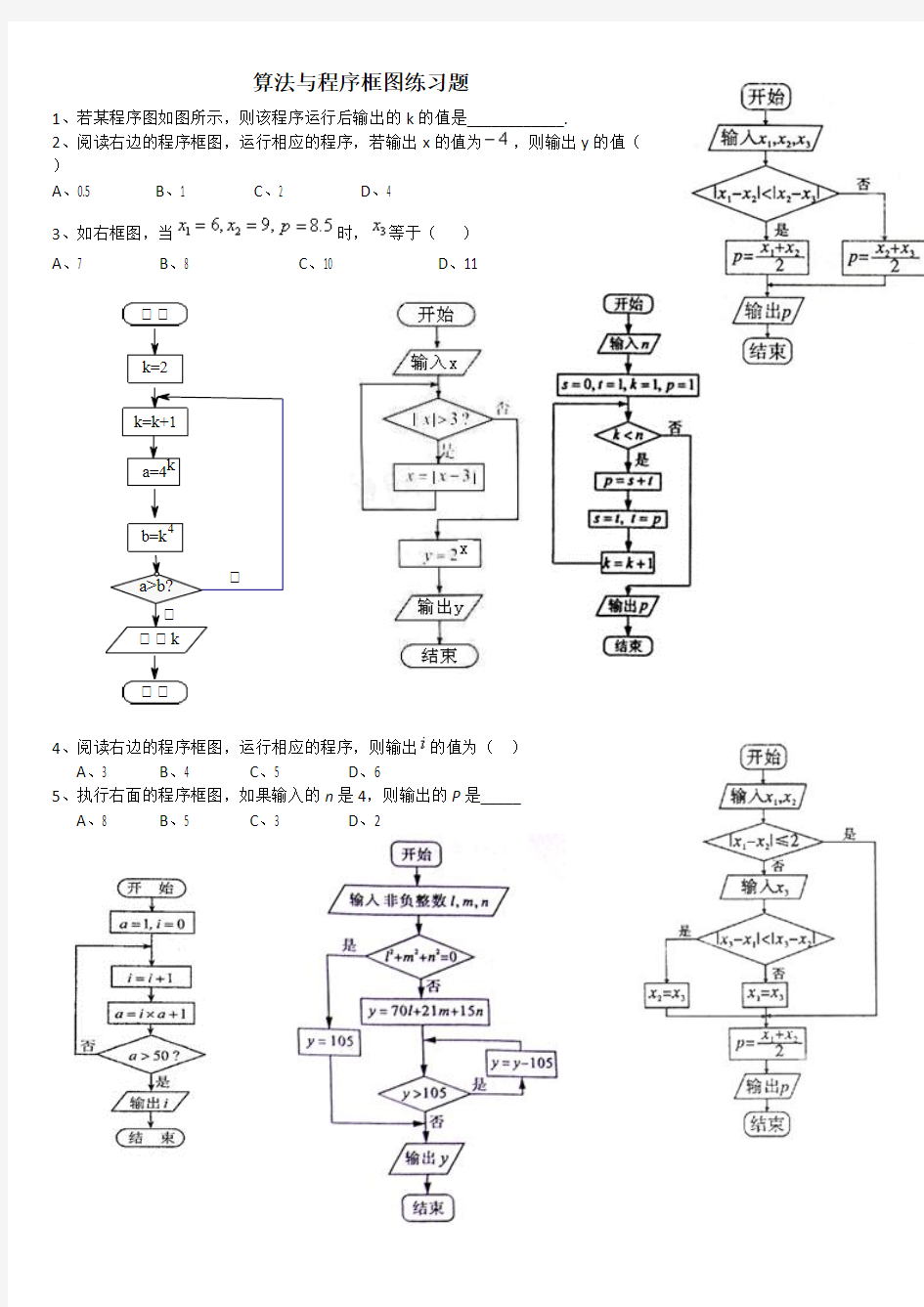 算法与程序框图练习题(整理)