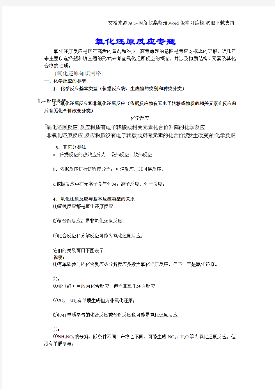 高考——氧化还原反应专题(精品)