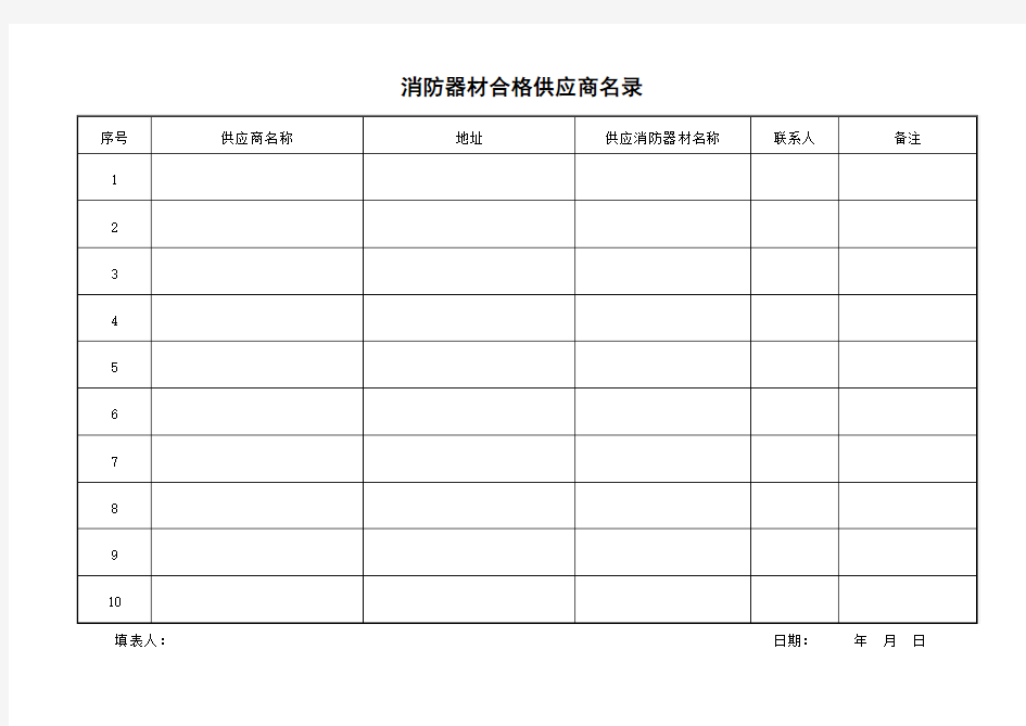 消防器材合格供应商名录