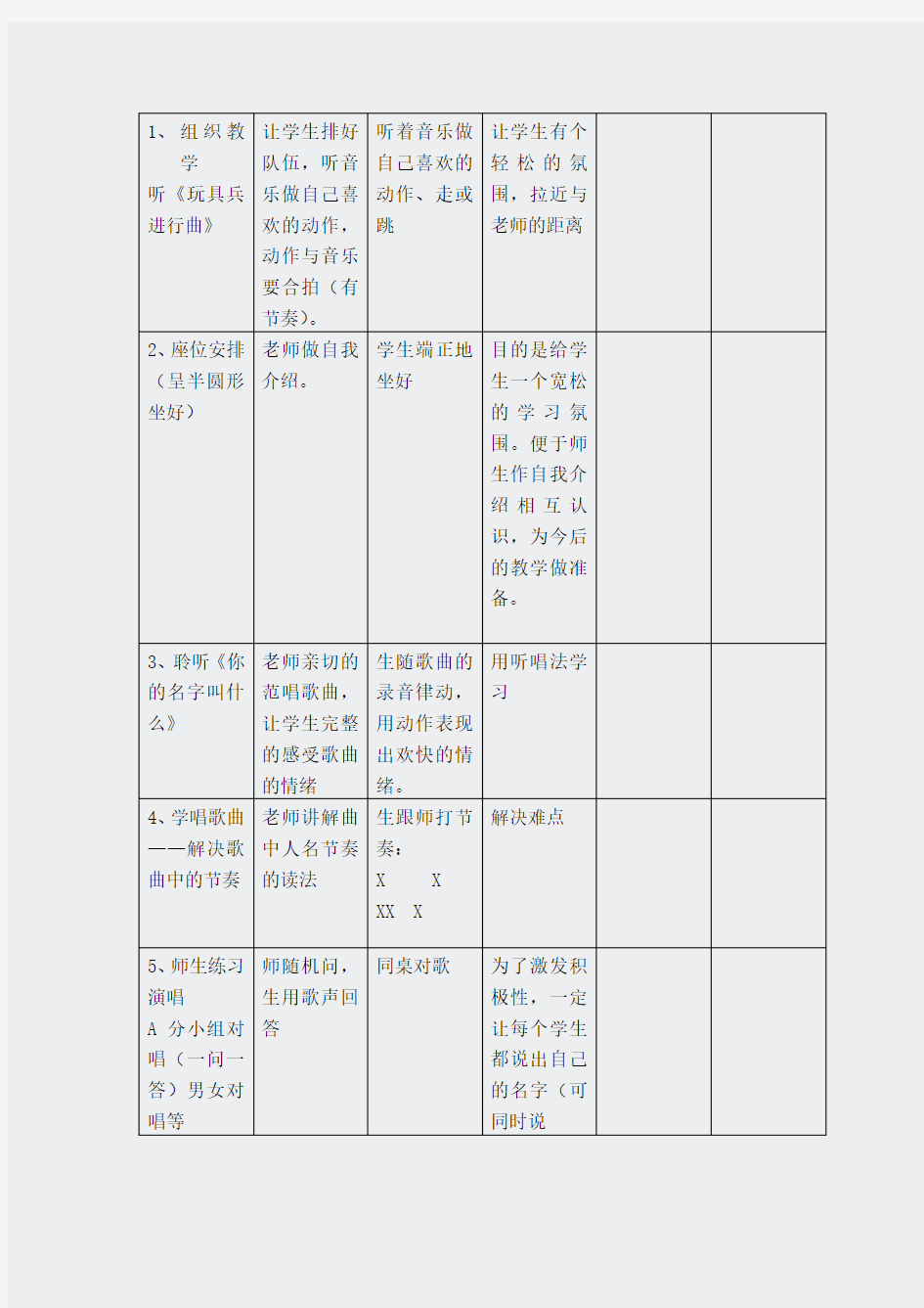 人音版一年级上册音乐教案好朋友1