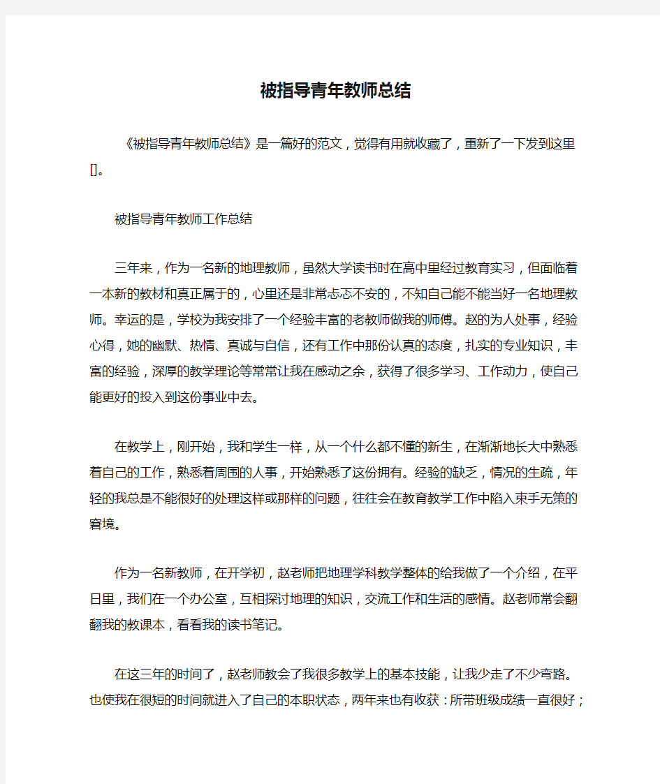 被指导青年教师总结