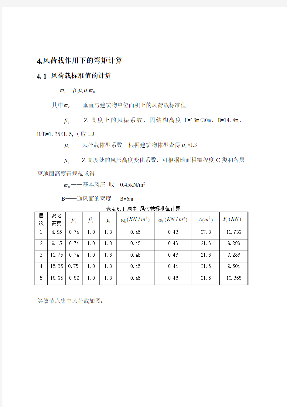 框架结构风荷载作用下弯矩计算