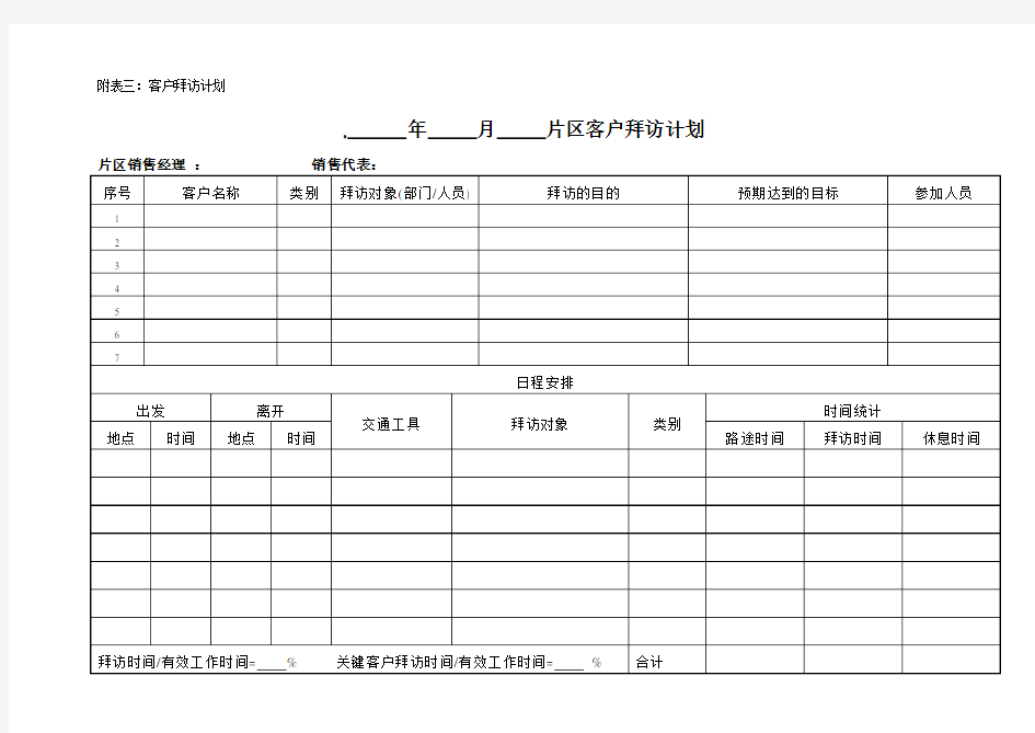 客户拜访计划