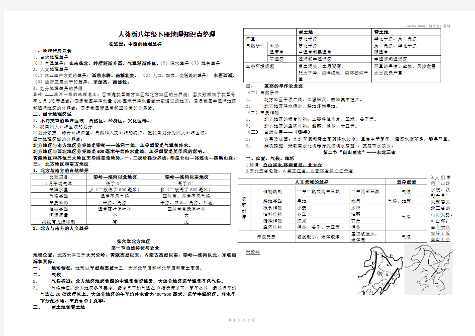 人教版八年级下册地理知识点整理 90份