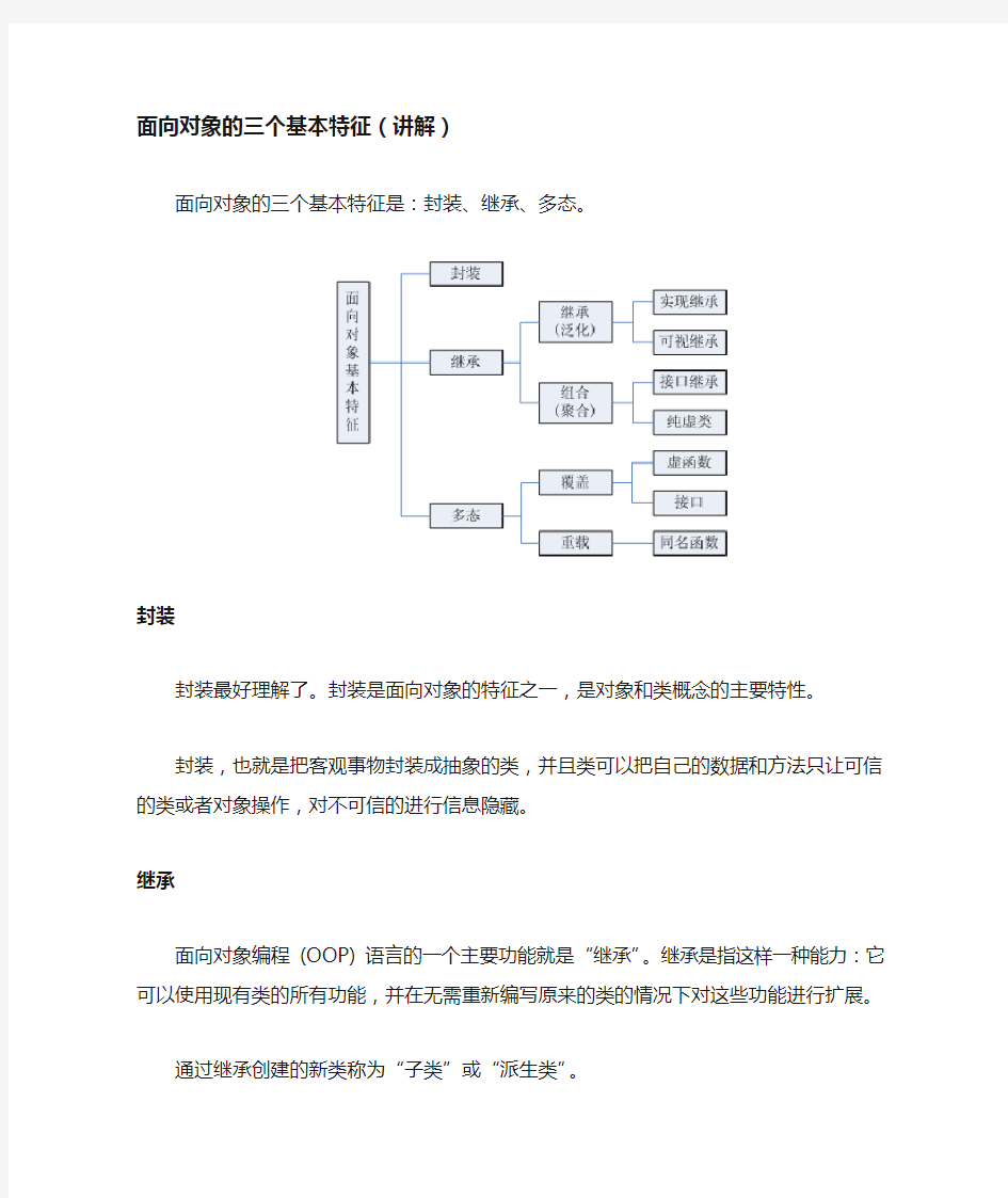 面向对象的三个基本特征和概念