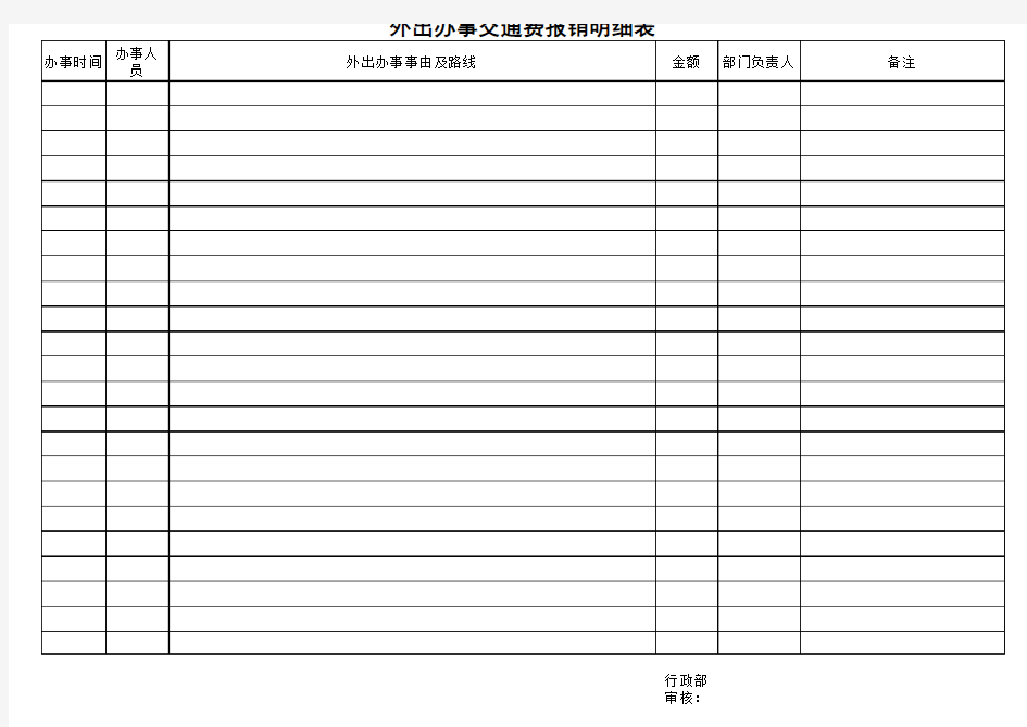 外出办事交通费报销明细表