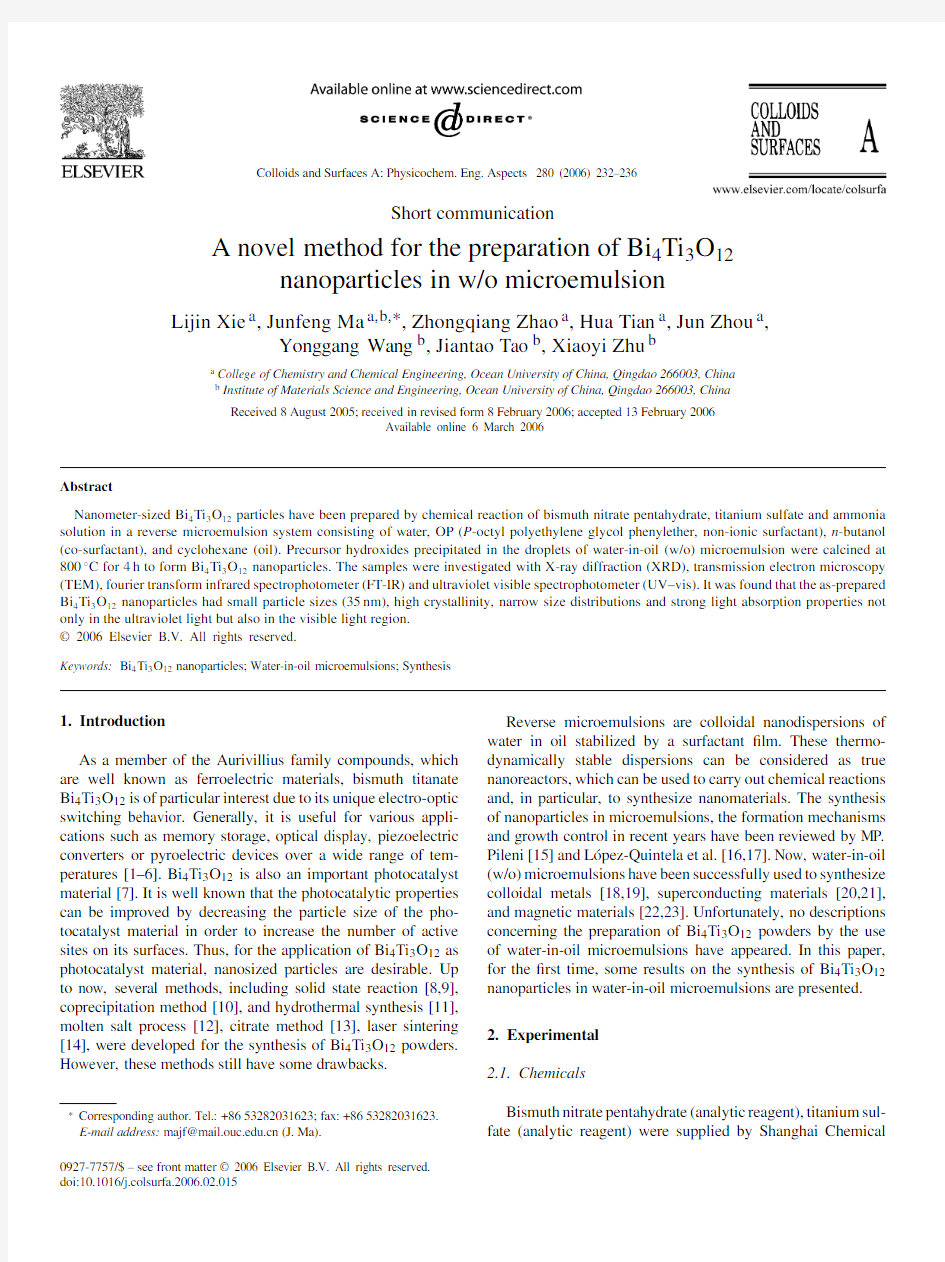 A novel method for the preparation of Bi4Ti3O12