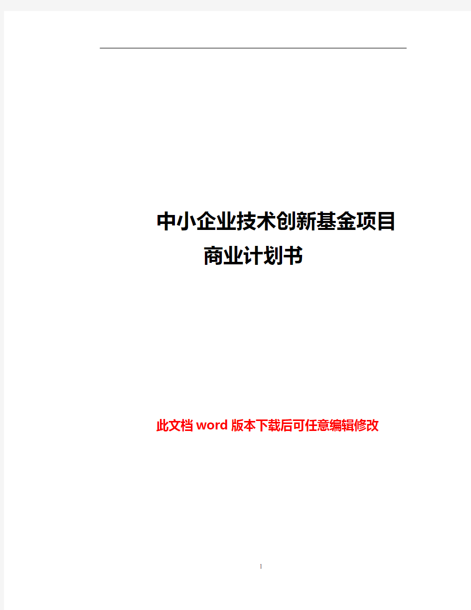 中小企业技术创新基金项目商业计划书