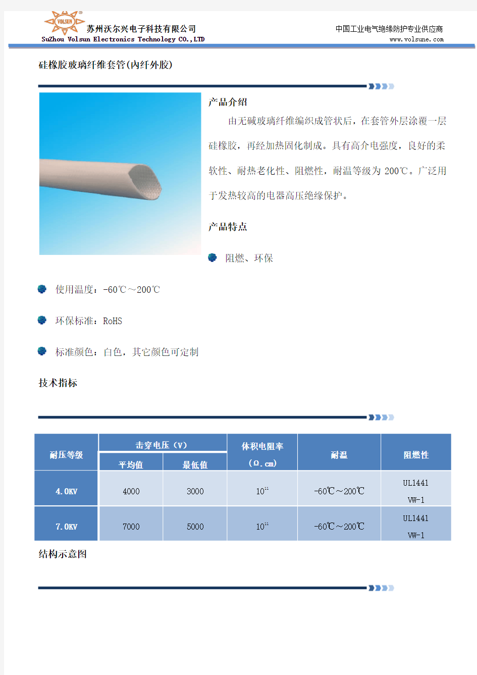 硅橡胶玻璃纤维套管(内纤外胶)