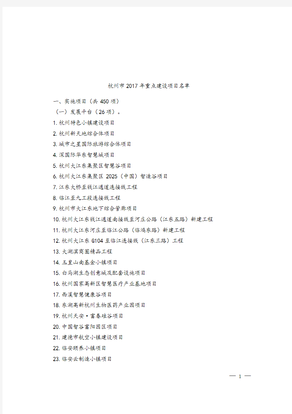 杭州市重点建设项目名单.doc