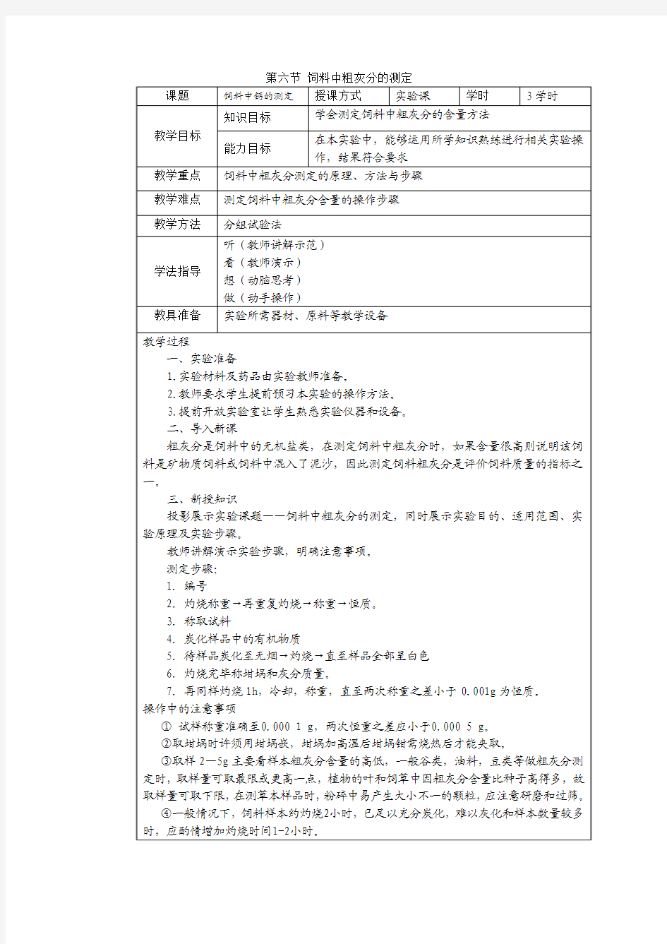 第六节饲料中粗灰分的测定