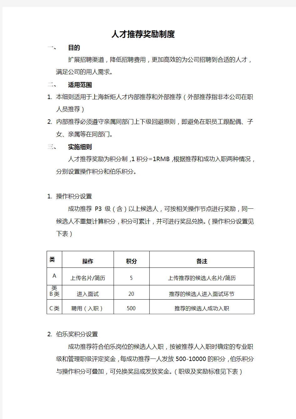 人才推荐奖励制度-(积分制)