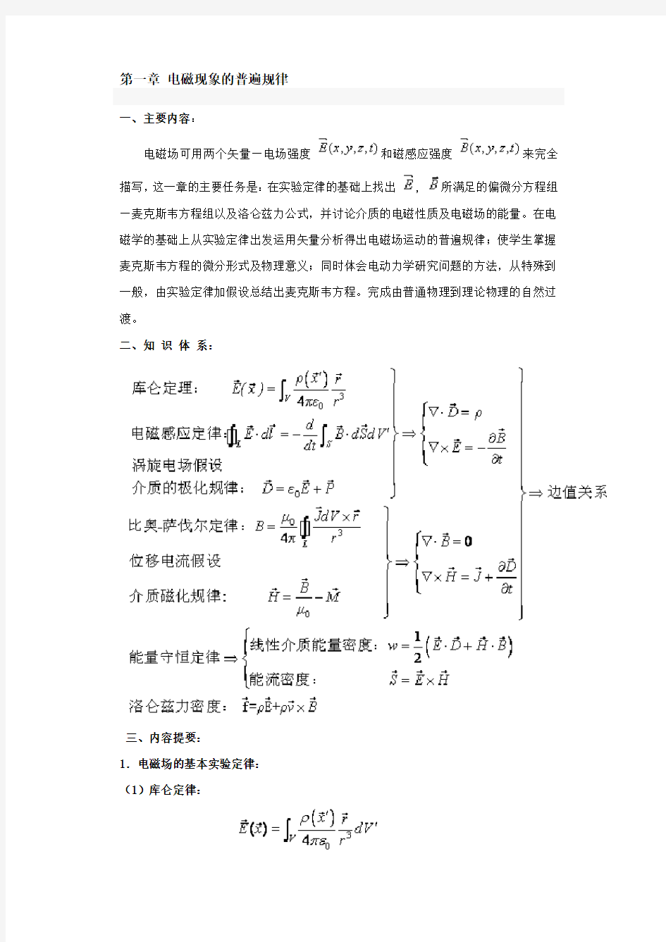 电动力学_知识点总结