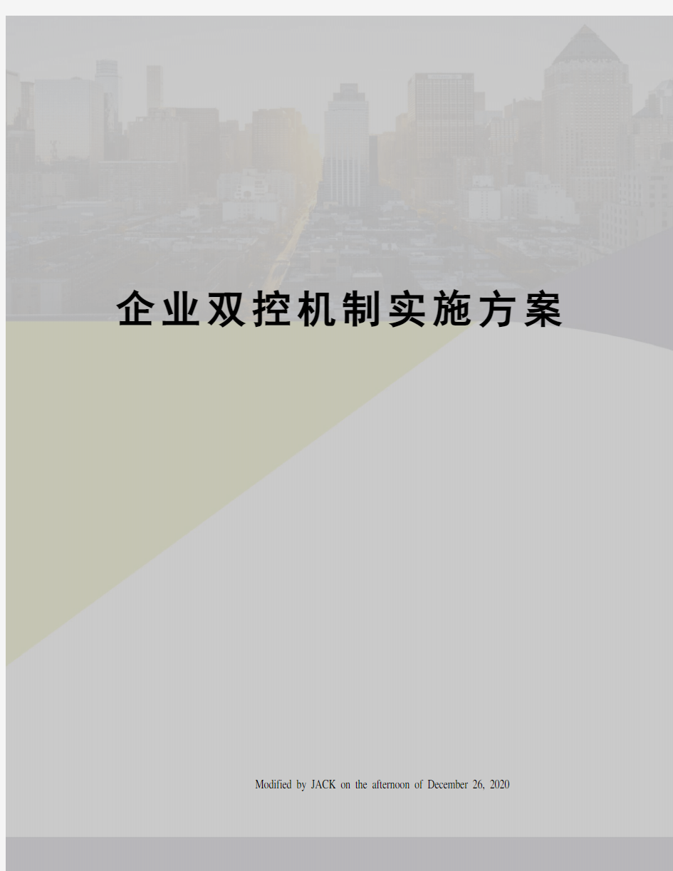 企业双控机制实施方案