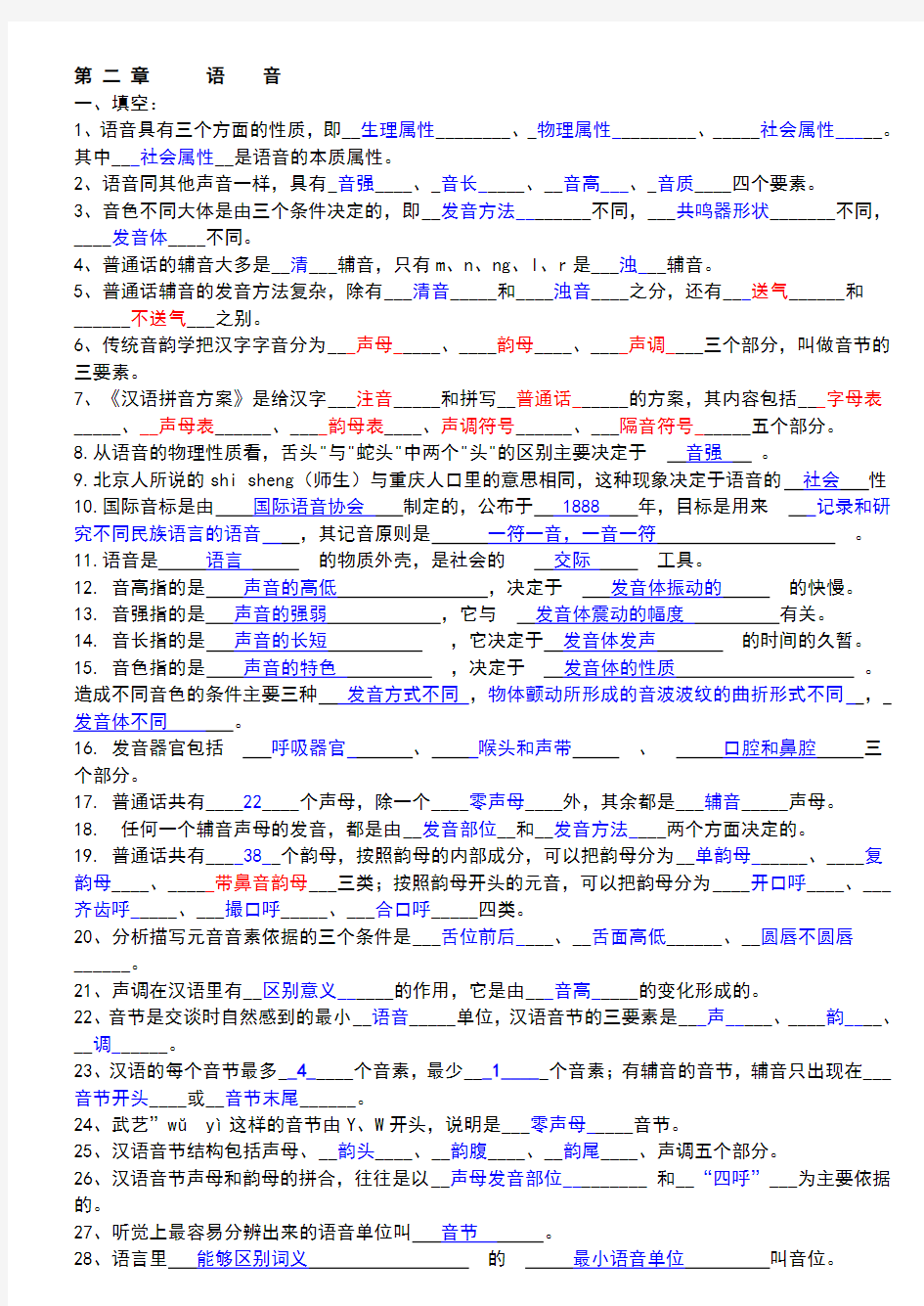 现代汉语练习-第2章--语音-