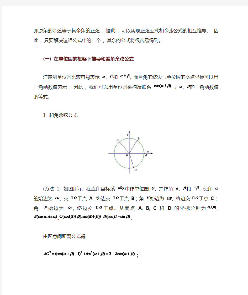 两角和差正余弦公式的证明..