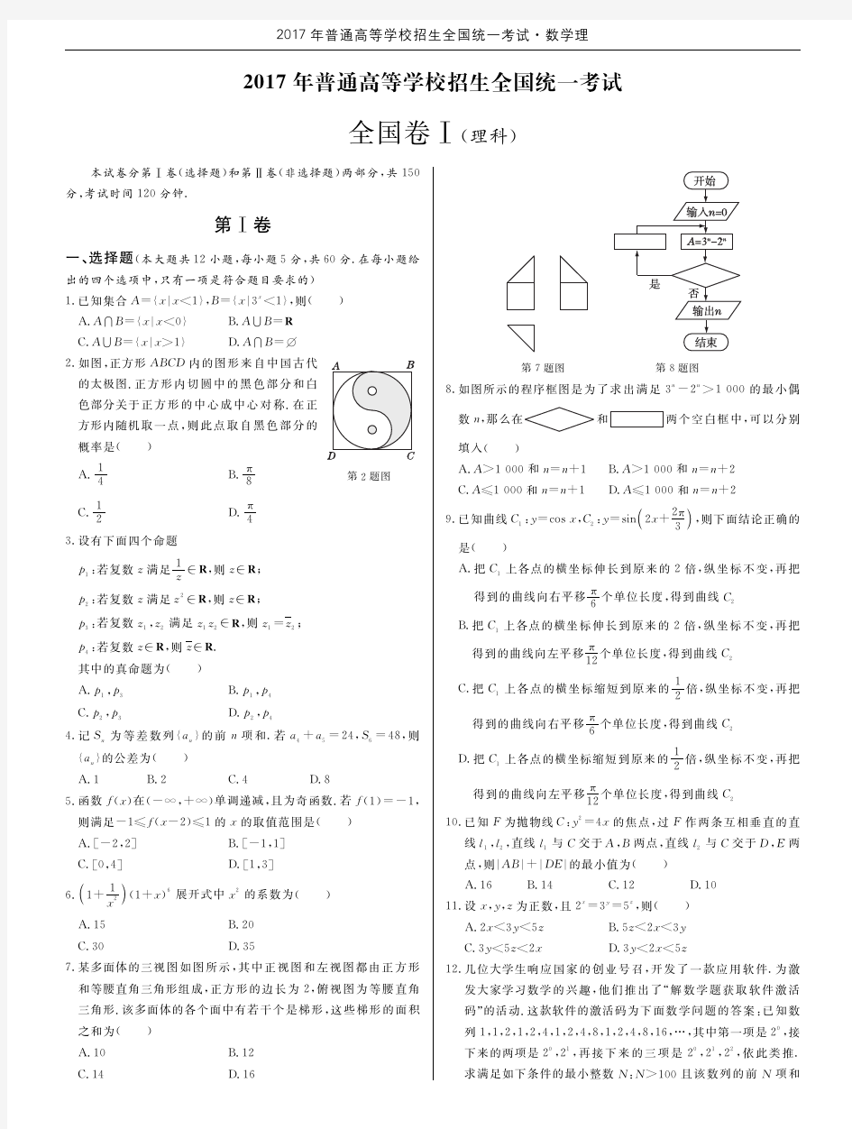 2017年全国各地高考数学真题试卷(含答案和解析)