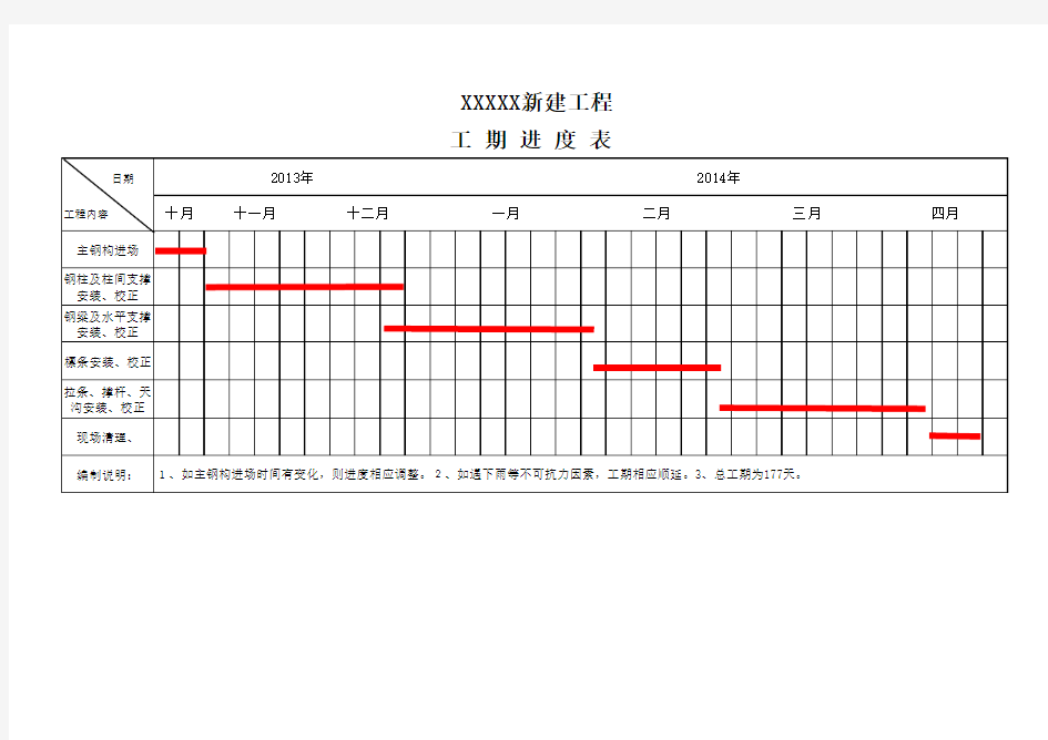 钢结构施工工程进度表