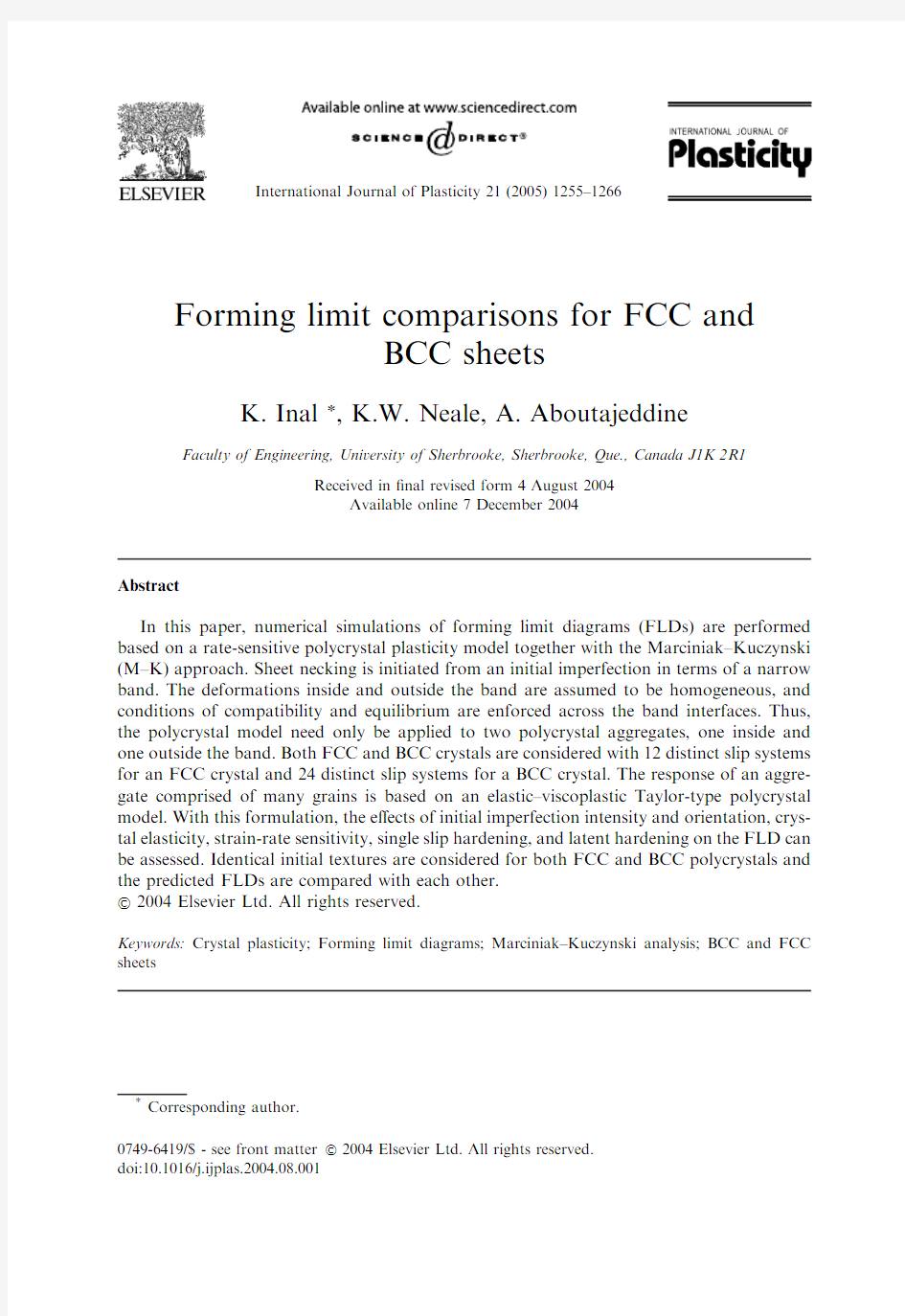 Forming limit comparisons for FCC and BCC sheets