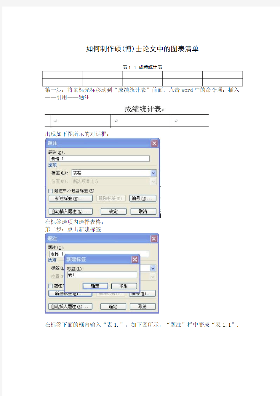 如何制作硕(博)士论文图表清单