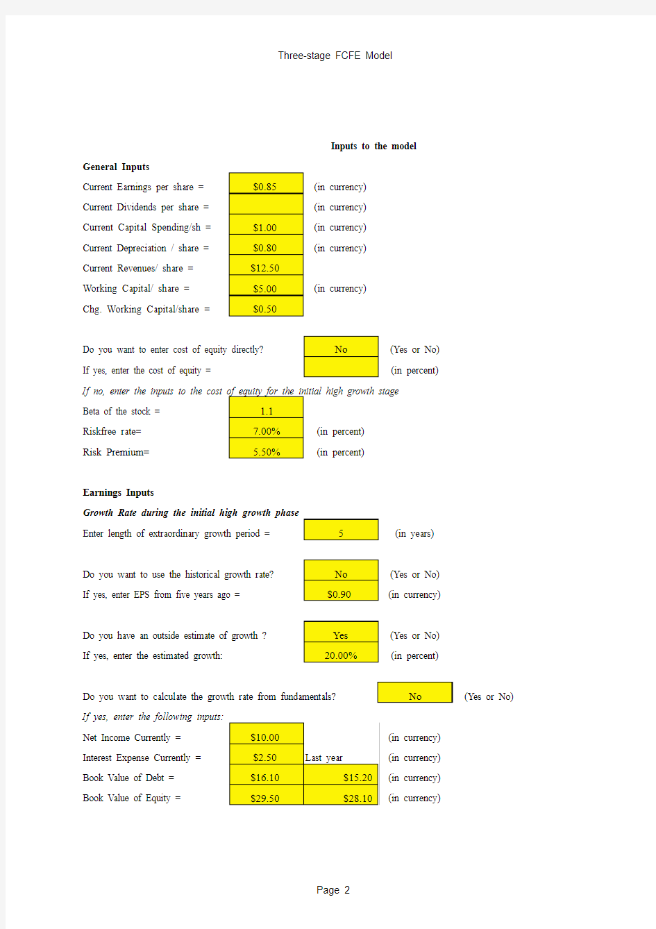 Financial Analysis Excel Templates 企业估值模板-fcfe3st