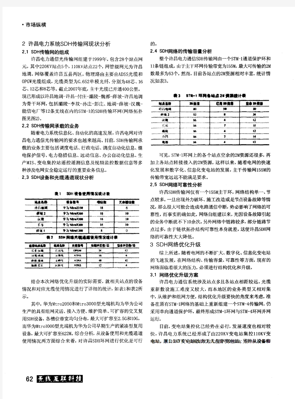 浅谈SDH技术在电力通信中应用及网络优化