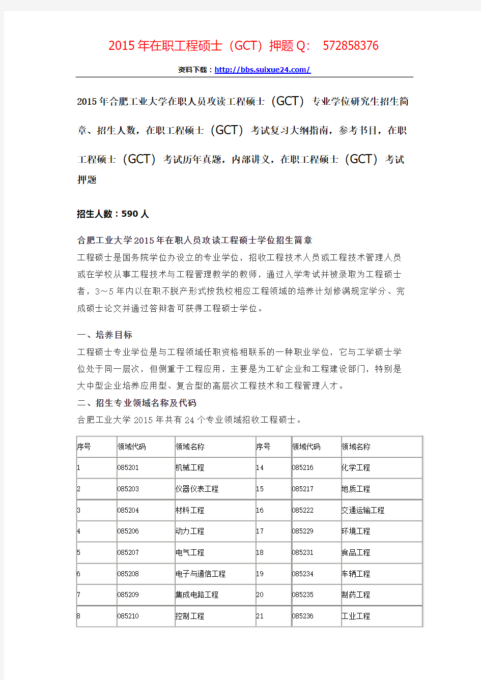 合肥工业大学在职人员攻读工程硕士专业学位研究生招生简章、招生人数,参考书目,内部讲义,押题