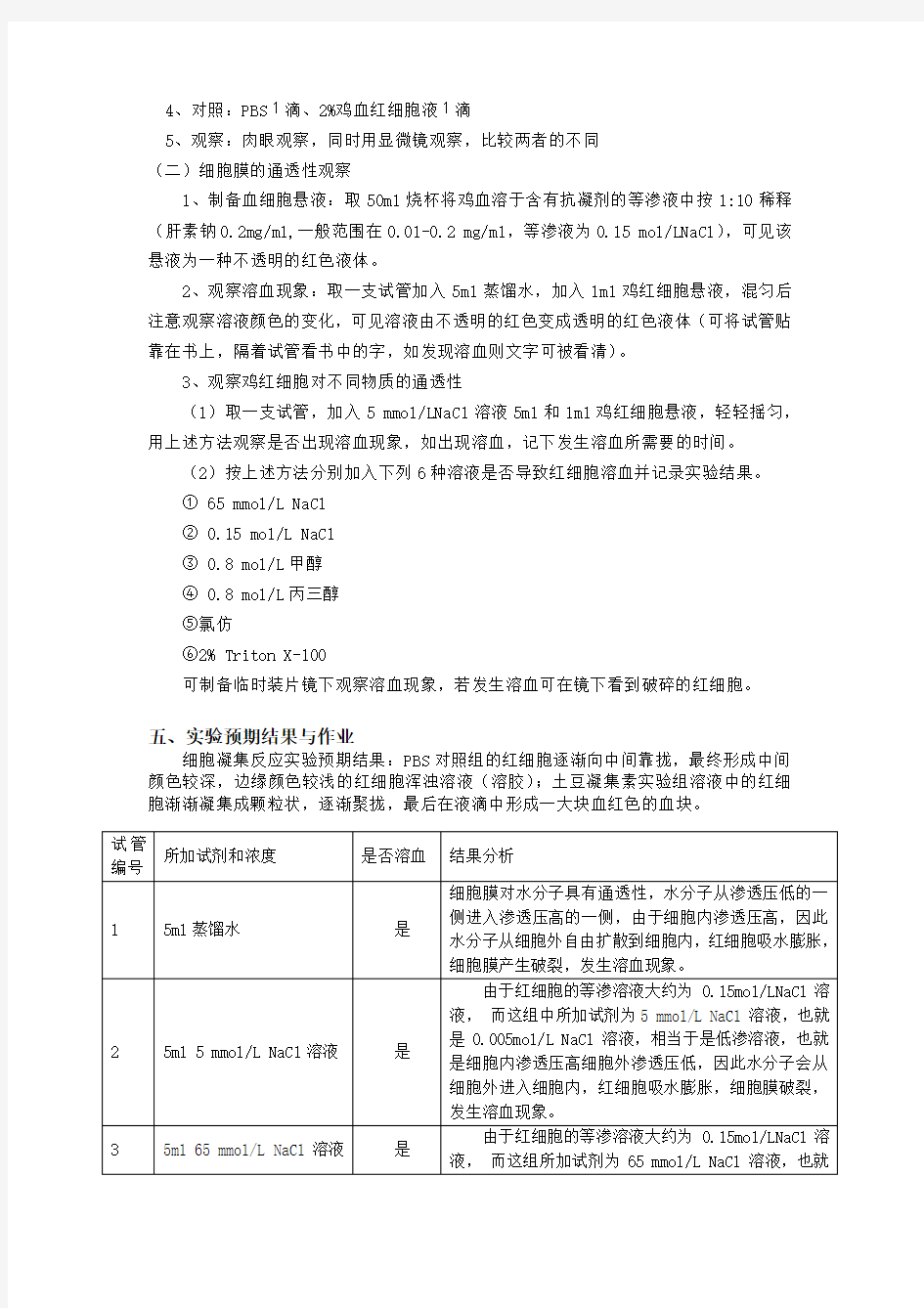 实验二细胞凝集反应和细胞膜通透性的观察报告 (1)