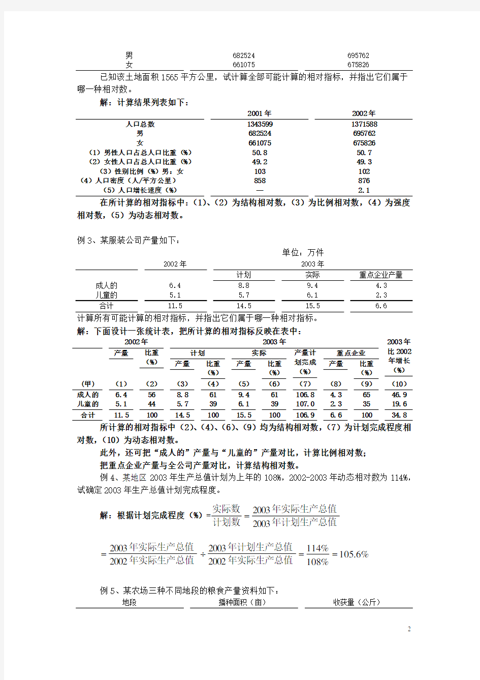 《统计学》_第四章__统计综合指标(补充例题)综述综述分析