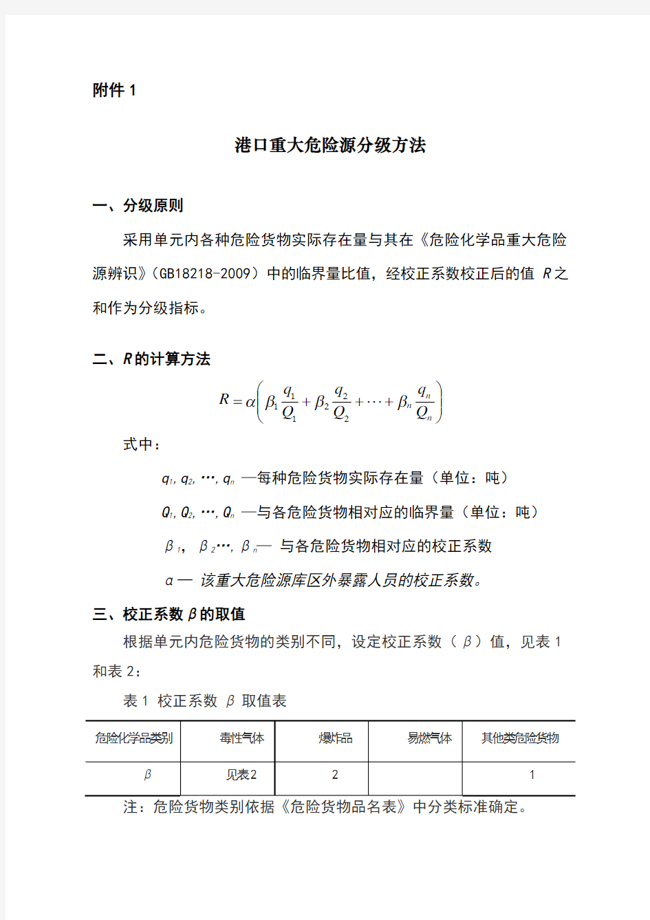 港口重大危险源分级方法