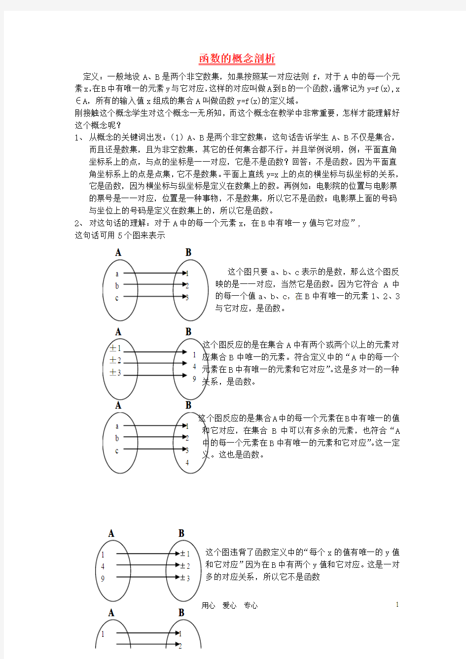 高中数学教学论文 函数的概念剖析