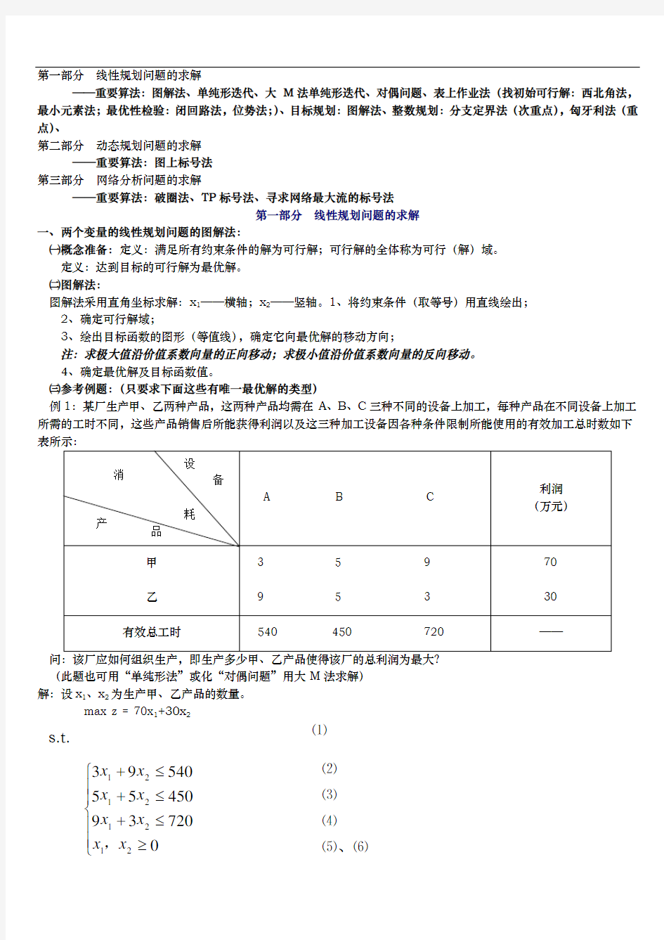 运筹学复习参考资料全