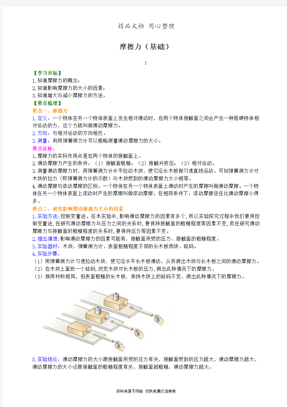 教科版初中物理八年级下册摩擦力(基础) 知识讲解