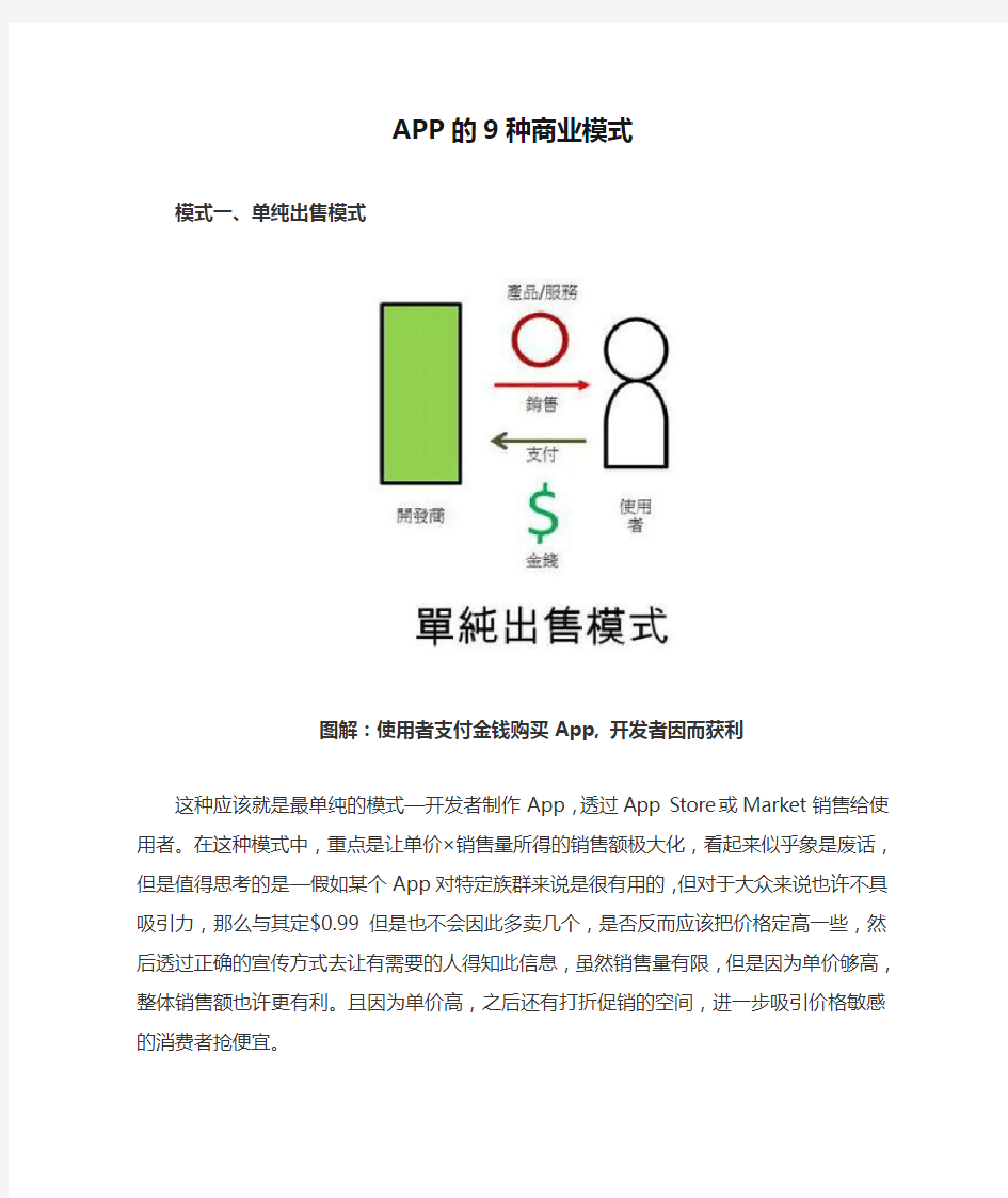 APP的9种商业模式