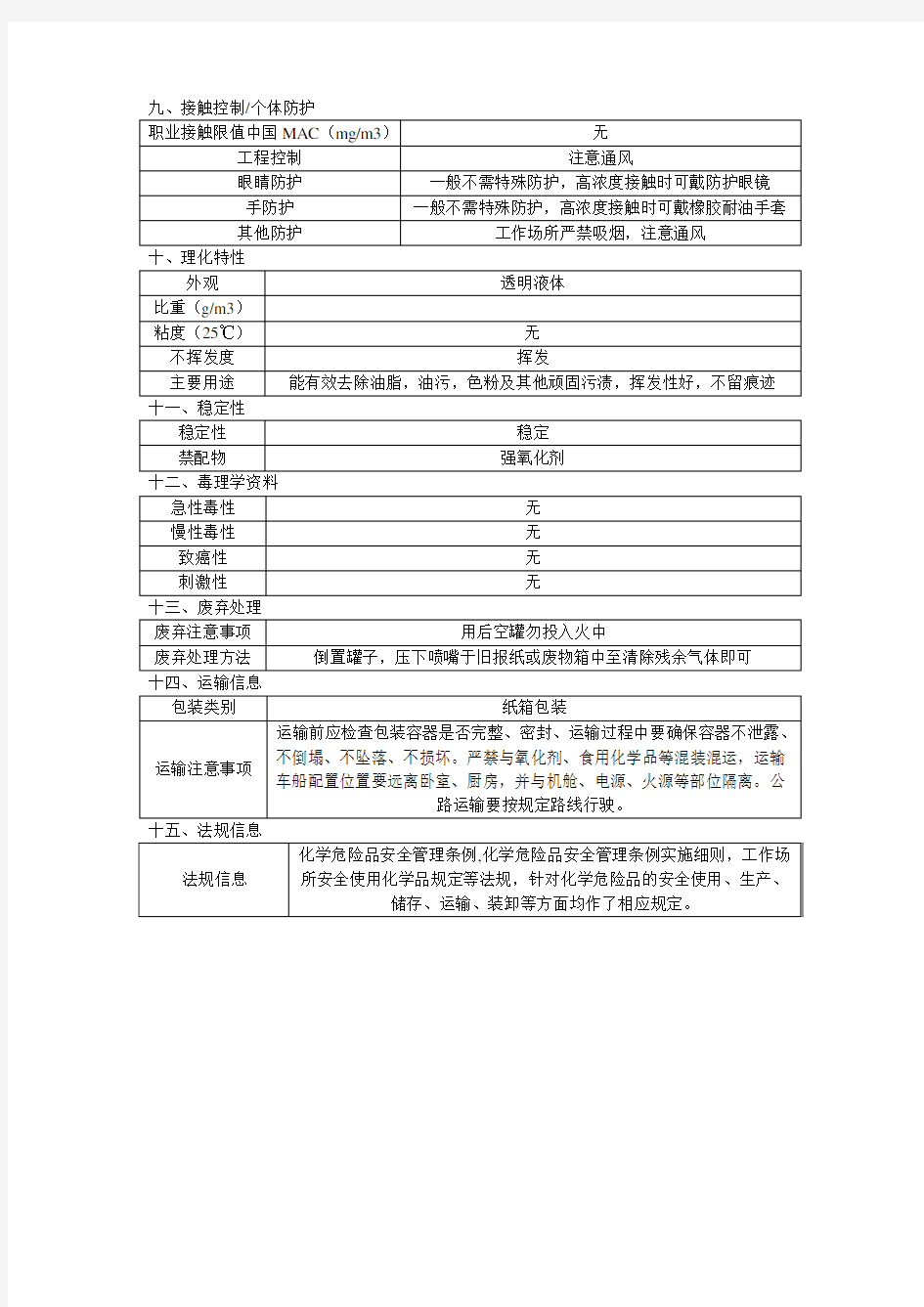 清洗剂msds清洗剂MSDS