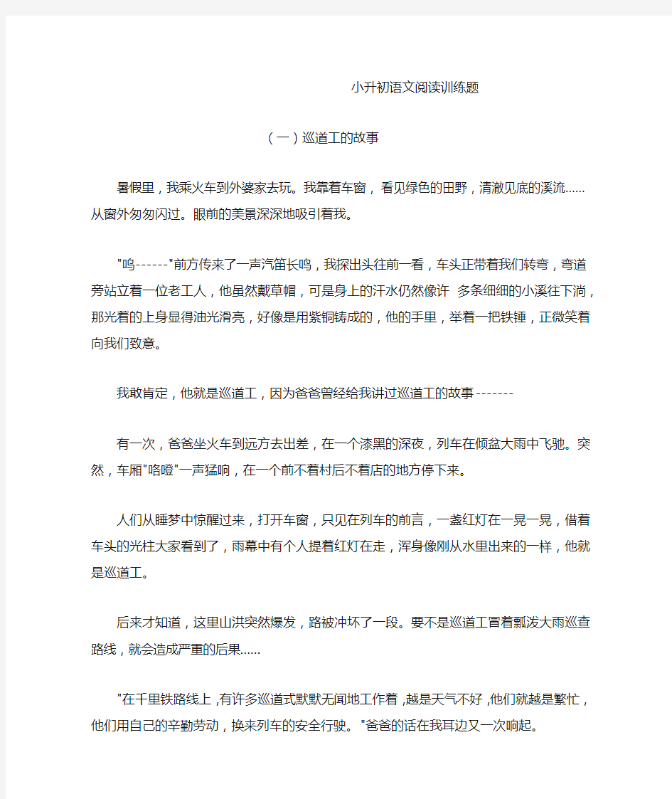 小升初语文阅读训练题