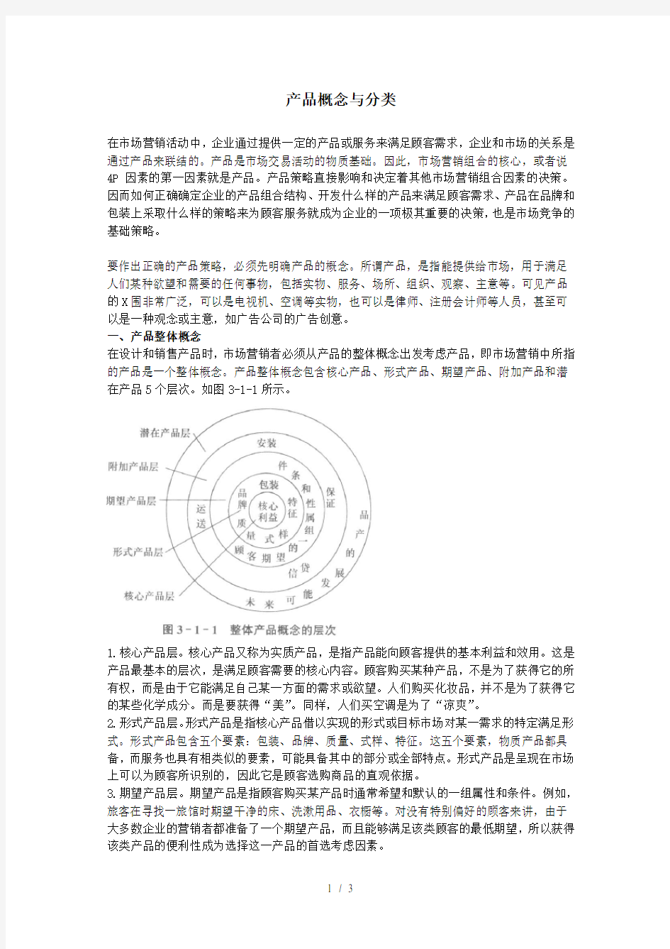 产品概念与分类