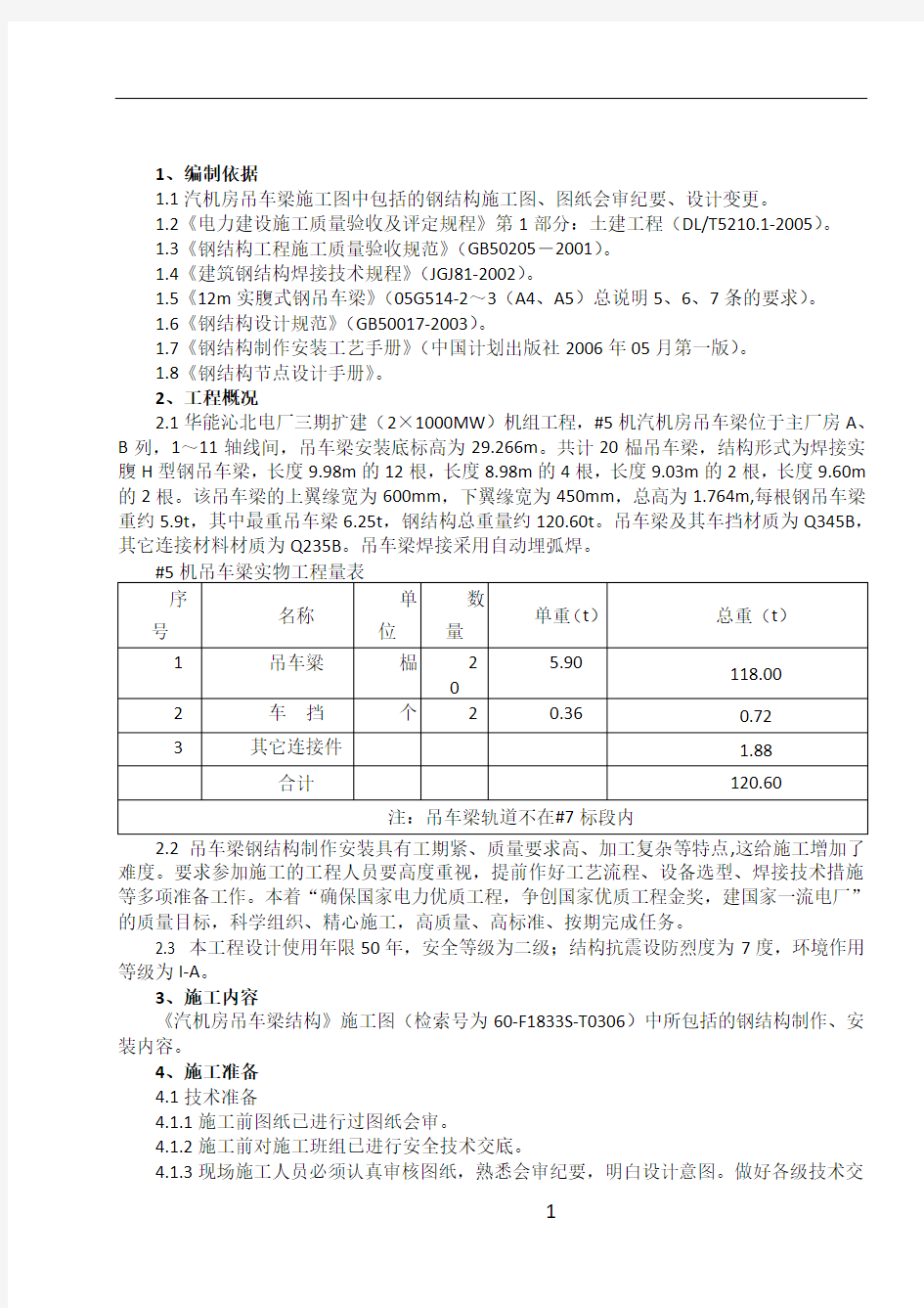 #5吊车梁制作安装施工方案