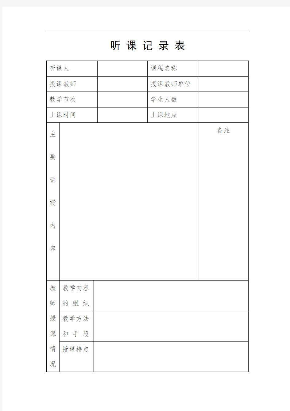 听课记录表(2)【模板】